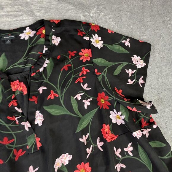 Torrid Blouse Womens 5X Black Floral Split Neck Short Sleeve Tunic Plus Boho - Picture 7 of 13